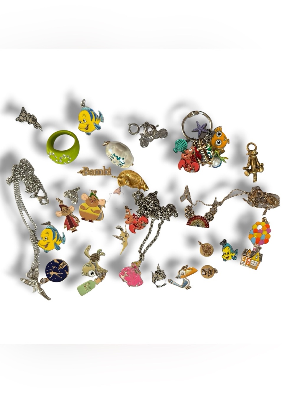 Assorted lot Disney Kids Charm Necklace Pendant little mermaid tigger ring craft